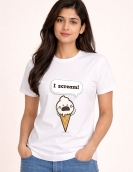 I Scream Ice Cream Funny Food Pun Graphic Oversized T-Shirt