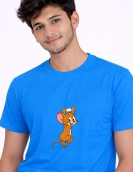 Playful Hanging Cartoon Mouse Graphic Printed T-Shirt