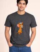 Playful Hanging Cartoon Mouse Graphic Printed T-Shirt
