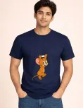 Playful Hanging Cartoon Mouse Graphic Printed T-Shirt