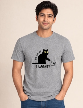"I Do What I Want" Black Cat Graphic T-Shirt