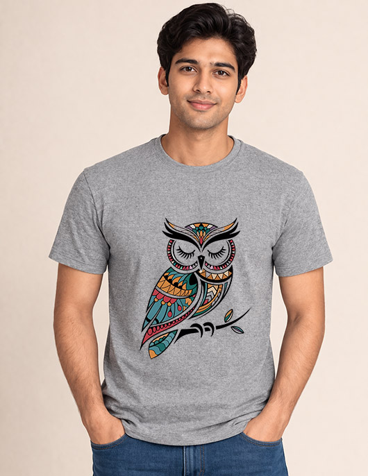 Uniwear Mystic Owl Graphic T-Shirt | Premium Cotton Round Neck Tee