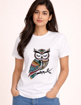 Uniwear Mystic Owl Graphic T-Shirt | Premium Cotton Round Neck Tee