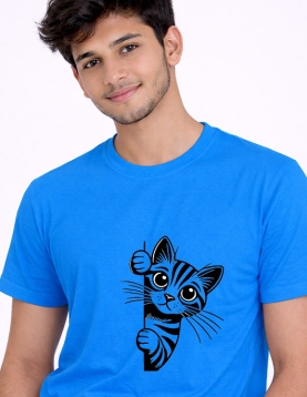 Uniwear Peekaboo Cat Graphic T-Shirt – Premium 200 GSM Round Neck