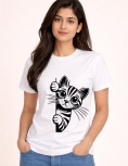 Uniwear Peekaboo Cat Graphic T-Shirt – Premium 200 GSM Round Neck