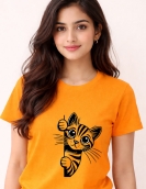 Uniwear Peekaboo Cat Graphic T-Shirt – Premium 200 GSM Round Neck