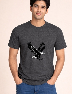 Premium Cotton Bio-Wash Round Neck T-Shirt - Majestic Eagle Print
