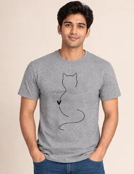 Minimalist Cat &amp; Heart Line Art Graphic Tee | 200 GSM Premium Cotton