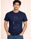 Minimalist Cat &amp; Heart Line Art Graphic Tee | 200 GSM Premium Cotton