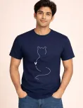 Minimalist Cat &amp; Heart Line Art Graphic Tee | 200 GSM Premium Cotton
