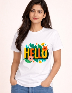 "Floral Hello" Vibe Check Tee | 200 GSM Bio-Wash Cotton