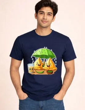 Chai &amp; Samosa Cartoon Printed T-Shirt | Sushwa