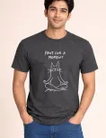 Cute Meditating Cat Graphic Printed Cotton T-Shirt