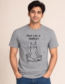 Cute Meditating Cat Graphic Printed Cotton T-Shirt