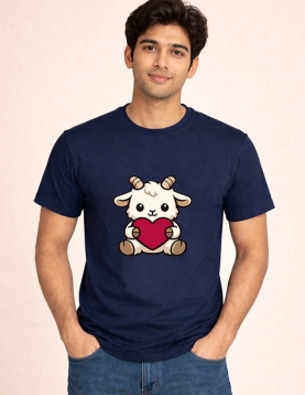 Adorable Baby Goat Love Graphic Cotton T-Shirt