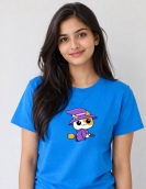 Adorable Witch Kitty Cartoon Printed Casual T-Shirt