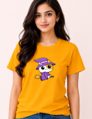Adorable Witch Kitty Cartoon Printed Casual T-Shirt