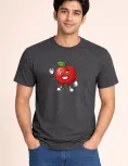 Happy Apple Cartoon Graphic Cotton T-Shirt