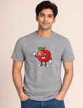 Happy Apple Cartoon Graphic Cotton T-Shirt