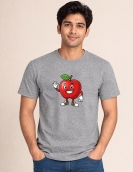 Happy Apple Cartoon Graphic Cotton T-Shirt