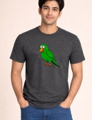 Cute Green Parrot Cartoon Cotton T-Shirt