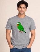 Cute Green Parrot Cartoon Cotton T-Shirt