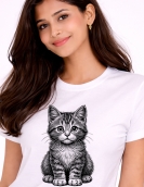Cute Kitten Sketch Minimal Graphic T-Shirt