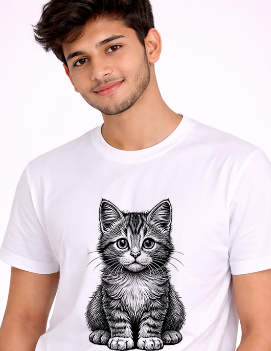 Cute Kitten Sketch Minimal Graphic T-Shirt
