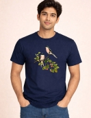 Vintage Birds on Blossom Branch Printed Casual Cotton T-Shirt