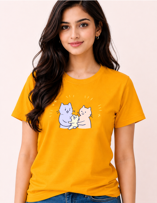 Minimalist Cat Family Graphic Shirt