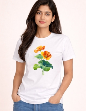 Nature Inspired Nasturtium Flower Graphic Tee