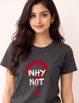 Why Not Grunge Style Printed Cotton T-Shirt