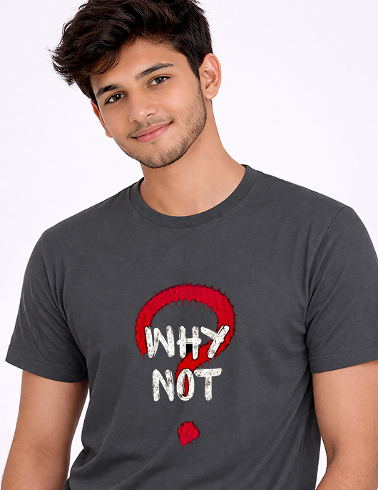 Why Not Grunge Style Printed Cotton T-Shirt