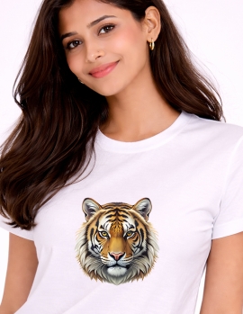 Bold Tiger Expression Artwork Cotton T-Shirt