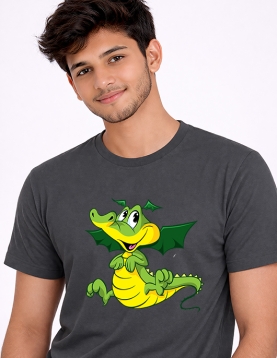 Playful Baby Dragon Print Cotton T-Shirt