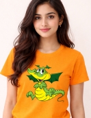 Playful Baby Dragon Print Cotton T-Shirt