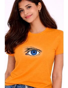 Women’s Saffron Graphic Eye Print Cotton T-Shirt