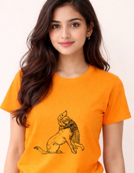 Uniwear Minimal Cat and Dog Bond Graphic Cotton T-Shirt