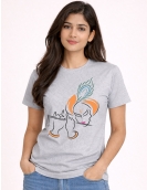 Minimal Krishna Flute Line Art Graphic Cotton T-Shirt