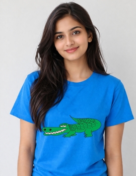 Casual Summer Graphic Tee - Smiling Crocodile Design