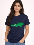 Casual Summer Graphic Tee - Smiling Crocodile Design