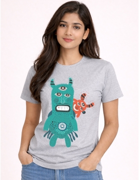 Quirky Monster Art Graphic T-Shirt for Casual Wear