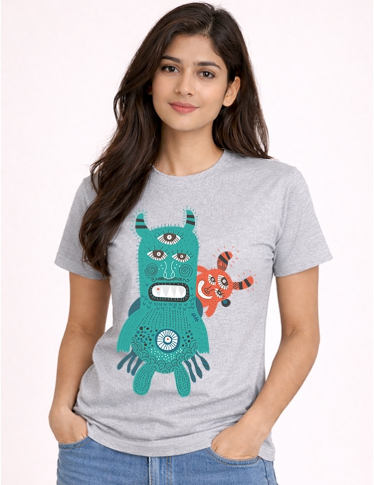 Quirky Monster Art Graphic T-Shirt for Casual Wear