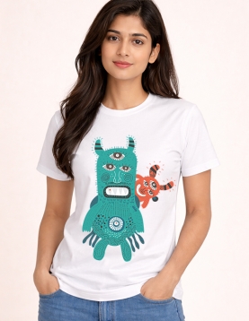 Quirky Monster Art Graphic T-Shirt for Casual Wear