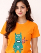 Quirky Monster Art Graphic T-Shirt for Casual Wear