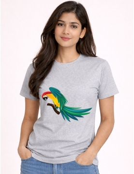 Colorful Parrot Graphic Print T-Shirt