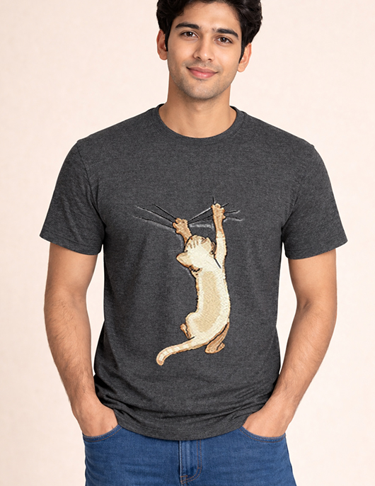 Naughty Cat Scratch Print T-Shirt