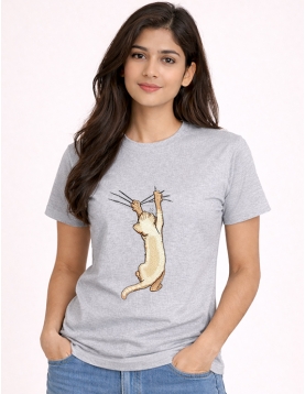 Naughty Cat Scratch Print T-Shirt