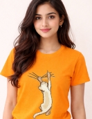 Naughty Cat Scratch Print T-Shirt