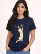 Naughty Cat Scratch Print T-Shirt